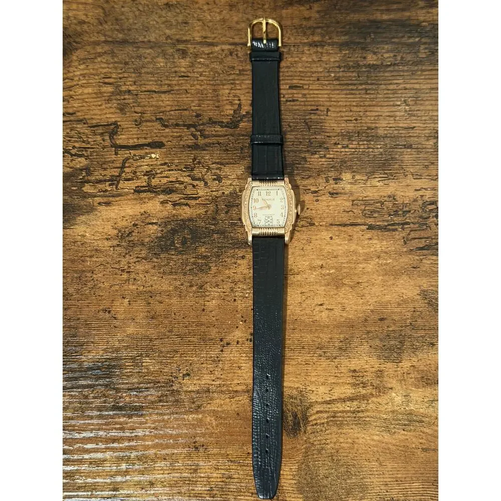 Benrus Art Deco Tank Shockproof Manual Wind Gold-Tone 29mm Watch
